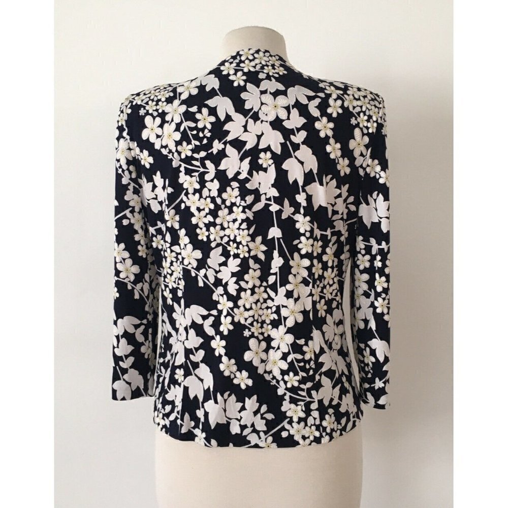 Jessica Howard White Floral Print Jacket Size 6 - Picture 3 of 5